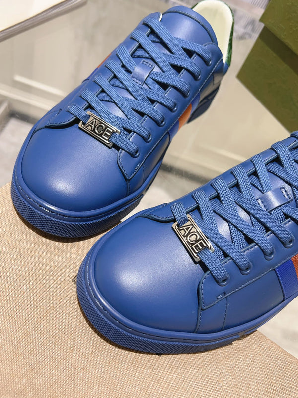 GG ACE GG SUPREME TRAINER PELLE DI VITELLO AZZURRA