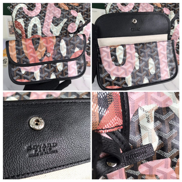 BORSA SAINT LOUIS GM 40 IN TELA GOYARDINE CAMOUFLAGE ROSA LETTRES