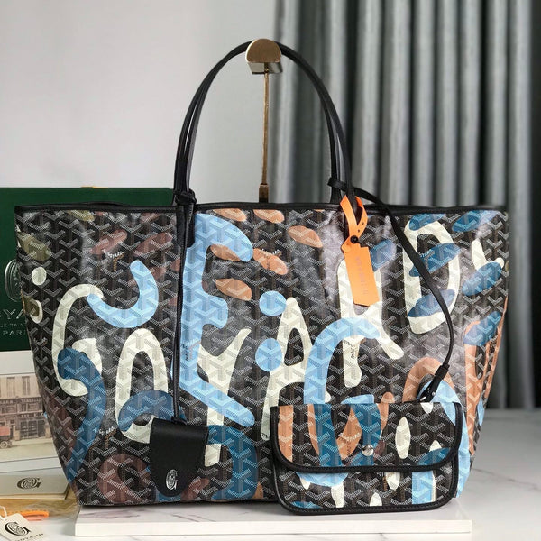 BORSA SAINT LOUIS GM 40 IN TELA GOYARDINE CAMOUFLAGE BLU LETTRES