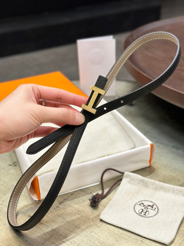 FIBBIA HM FOCUS E CINTURINO REVERSIBILE IN PELLE NERA E MARRONE KAKI 13 MM FERRAMENTA ORO