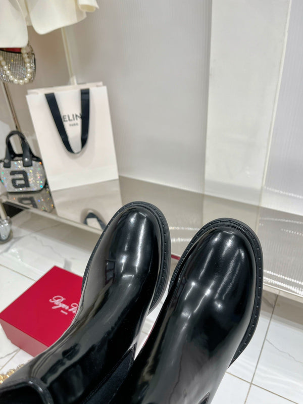 Stivali corti Viv Diamond in pelle di vacchetta nera 365202