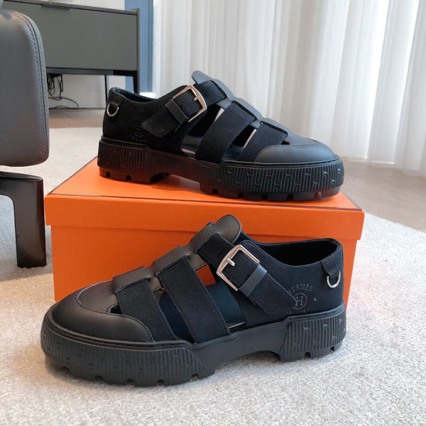 HM ITEM SANDALO SPACE IN PELLE DI VITELLO E DENIM