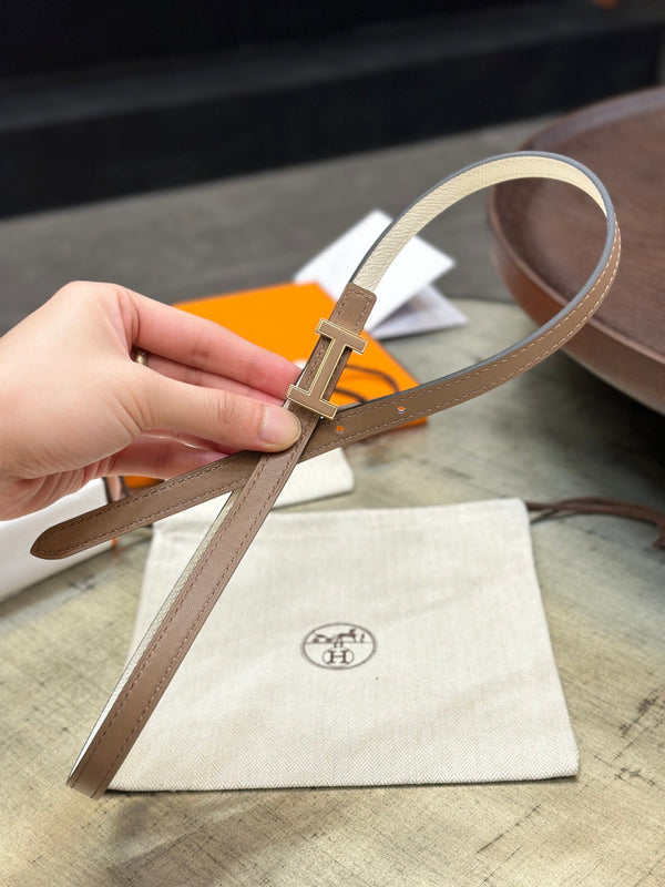 HM FOCUS BUCKLE & REVERSIBLE PEANUT BROWN AND WHITE LEATHER STRAP 13MM COPPER HARDWARE