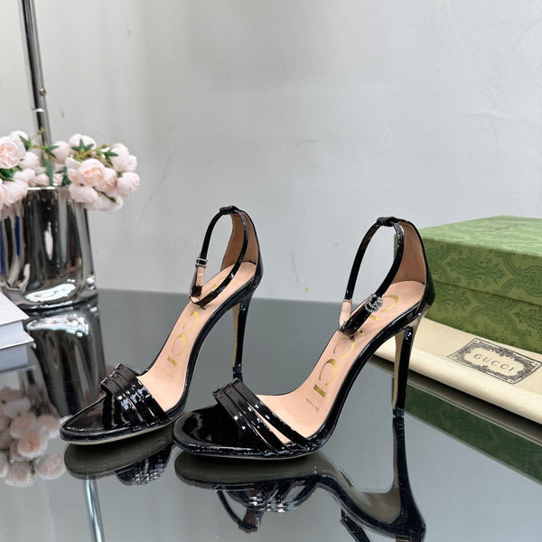 GG 105 HIGH HEEL SANDAL BLACK LAMBSKIN