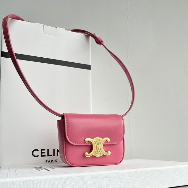 Borsa a mano Triomphe 11 in pelle di vitello rosa shocking
