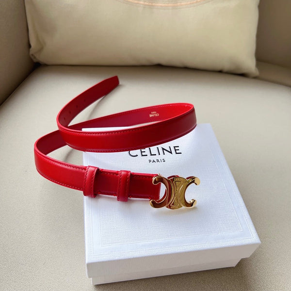 Medium Triomphe Belt 25mm Red Calfskin Ghw