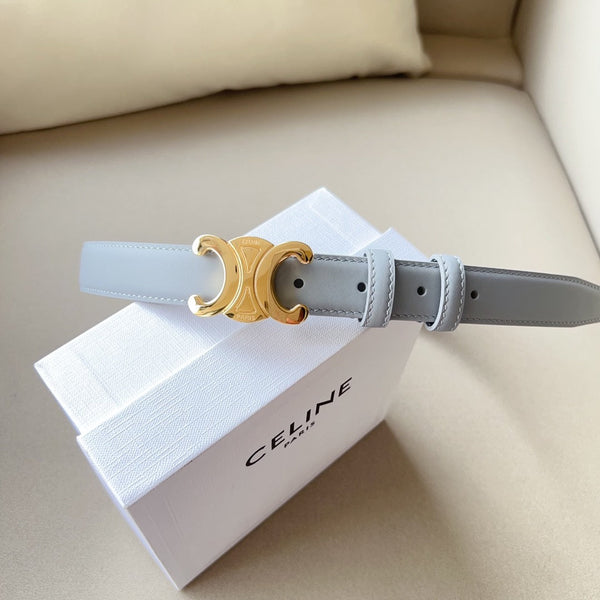 Medium Triomphe Belt 25mm Baby Blue Calfskin Ghw