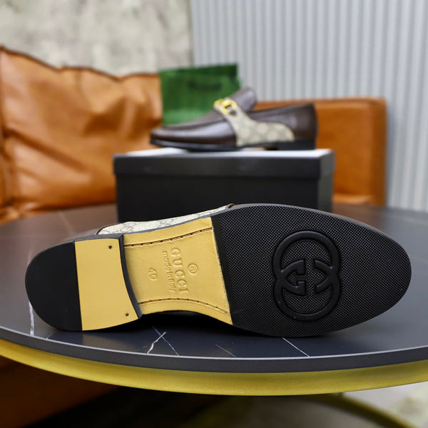 GG Men's Loafer Brown Cowhide Canvas 551267