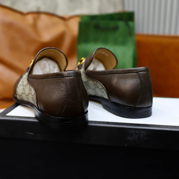 GG Men's Loafer Brown Cowhide Canvas 551267