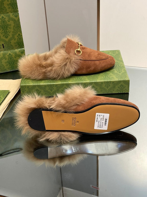 HORSEBIT MULE IN BRONZE BROWN SUEDE AND LAMB WOOL LINING