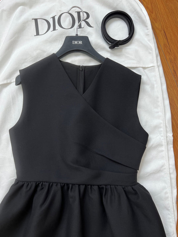 CD Dress Black Wool Silk