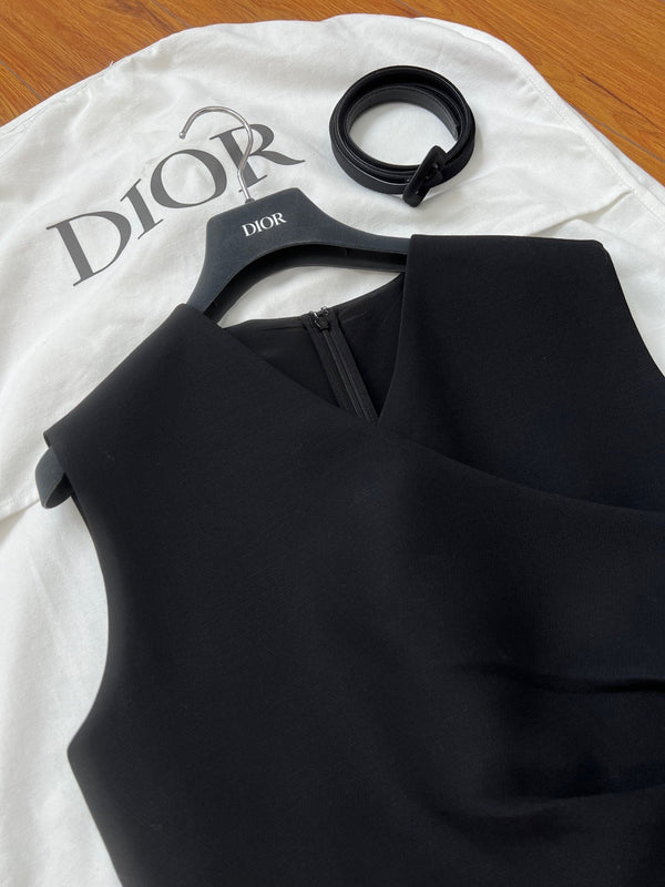 CD Dress Black Wool Silk