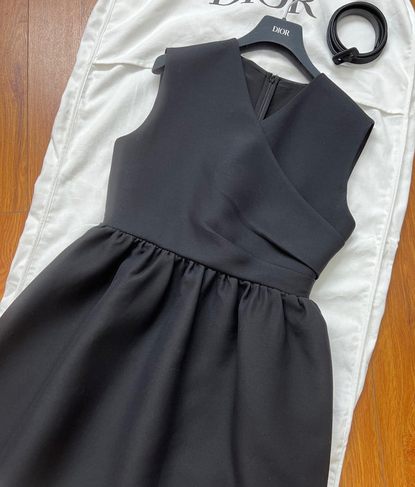 CD Dress Black Wool Silk