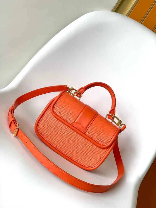 LV Hide & Seek Handbag 21cm Orange Epi Grain Cowhide GHW