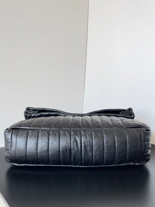 MONACO BAG 43 IN BLACK QUILTED THIN CALFSKIN SILVER HARDWARE