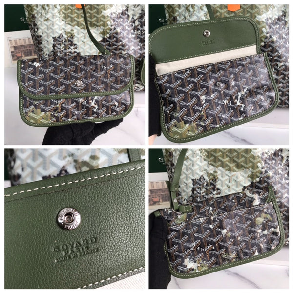 BORSA SAINT LOUIS GM 40 IN TELA GOYARDINE VERDE MIX NERO