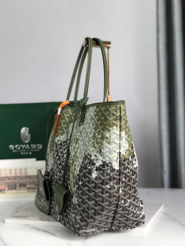 BORSA SAINT LOUIS GM 40 IN TELA GOYARDINE VERDE MIX NERO