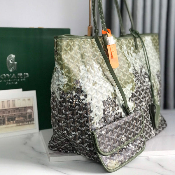 BORSA SAINT LOUIS GM 40 IN TELA GOYARDINE VERDE MIX NERO