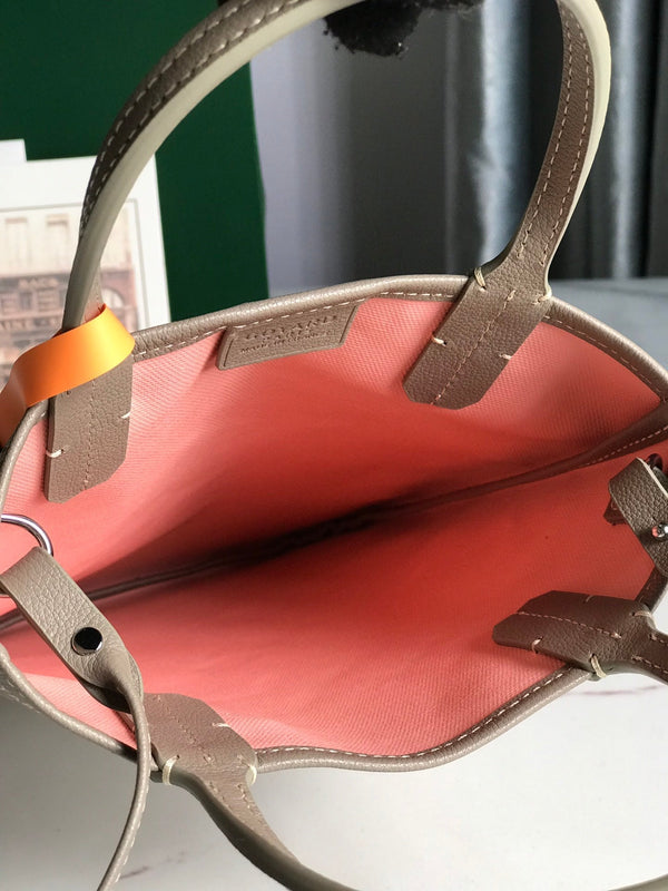 BORSA POITIERS CLAIRE-VOIE 24 IN TELA GOYARDINE GRIGIA MIX ROSA E PELLE DI VITELLO
