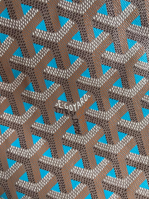 BORSA POITIERS CLAIRE-VOIE 24 IN TELA GOYARDINE GRIGIO MIX BLU E PELLE DI VITELLO