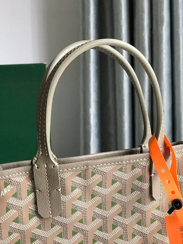 BORSA POITIERS CLAIRE-VOIE 24 IN TELA GOYARDINE GRIGIO MIX VERDE E PELLE DI VITELLO