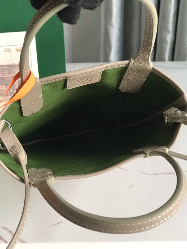 BORSA POITIERS CLAIRE-VOIE 24 IN TELA GOYARDINE GRIGIO MIX VERDE E PELLE DI VITELLO