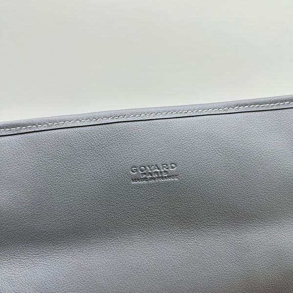 LEGER BACKPACK 37 IN GRAY GOYARDINE CANVAS WITH CALFSKIN TRIM