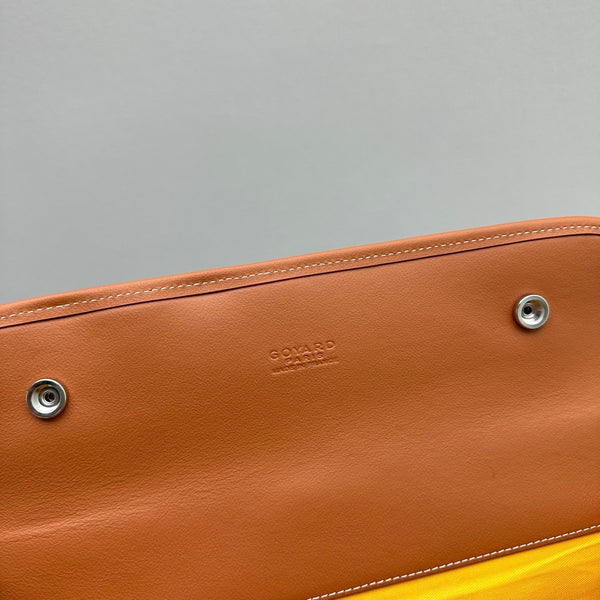 ZAINO LEGER 37 IN TELA GOYARDINE NERA CON RIFINITURE IN PELLE DI VITELLO COLOR TAN