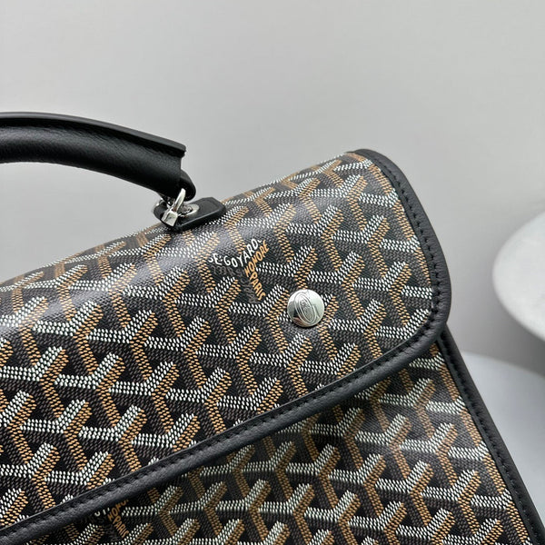 ZAINO LEGER 37 IN TELA GOYARDINE NERA CON RIFINITURE IN PELLE DI VITELLO