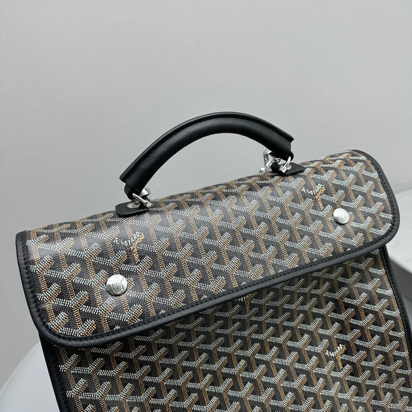 ZAINO LEGER 37 IN TELA GOYARDINE NERA CON RIFINITURE IN PELLE DI VITELLO