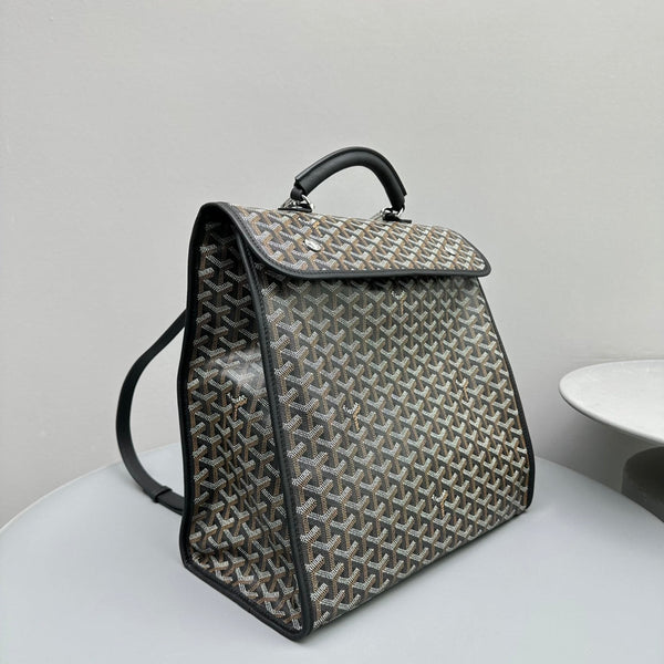 ZAINO LEGER 37 IN TELA GOYARDINE NERA CON RIFINITURE IN PELLE DI VITELLO