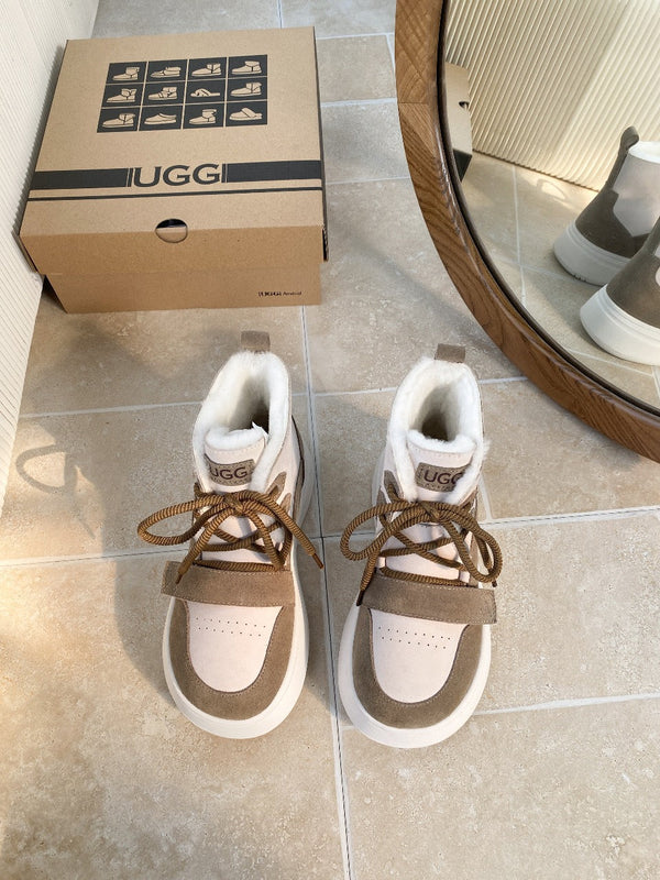 UGG Tasman-inspired Platform Boots Brown Off White Suede 512833