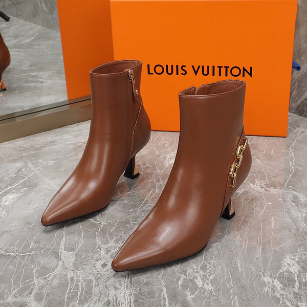 Stivaletto LV Sparkle in pelle di agnello marrone 65mm