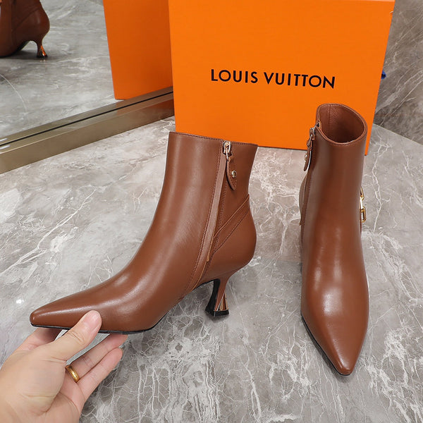 Stivaletto LV Sparkle in pelle di agnello marrone 65mm