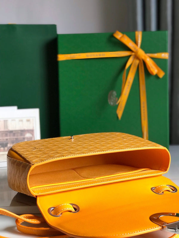 233 BAG 25 IN YELLOW CALFKIN AND GOYARDINE CANVAS