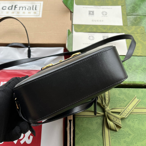Gucci Horsebit 1995 Borsa piccola in pelle nera 240124
