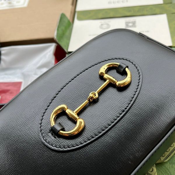 Gucci Horsebit 1995 Borsa piccola in pelle nera 240124
