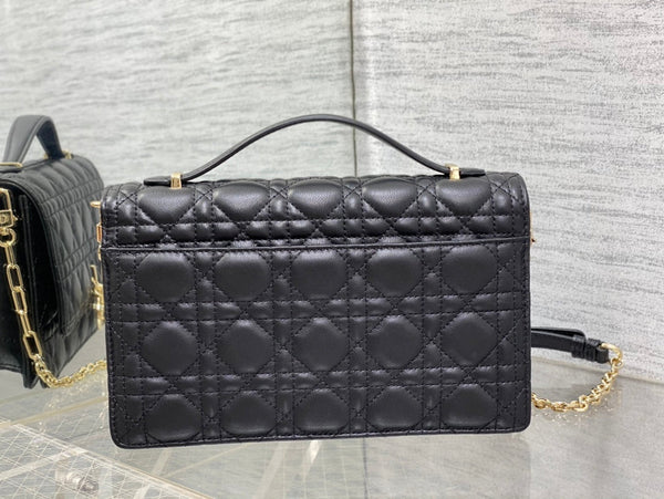 MY CD 24 TOP HANDLE BAG BLACK LAMBSKIN