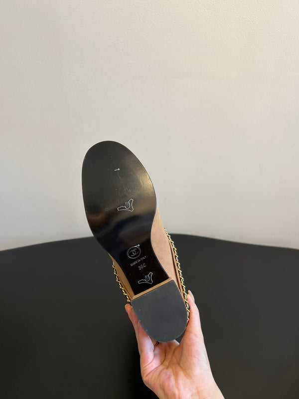 CC Short Boots Dark Beige With Chain Suede And Cowhide 944965