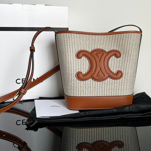 BUCKET CUIR TRIOMPHE 24 VITELLO BEIGE MARRONE CARO