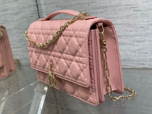 MY CD 24 TOP HANDLE BAG PINK LAMBSKIN