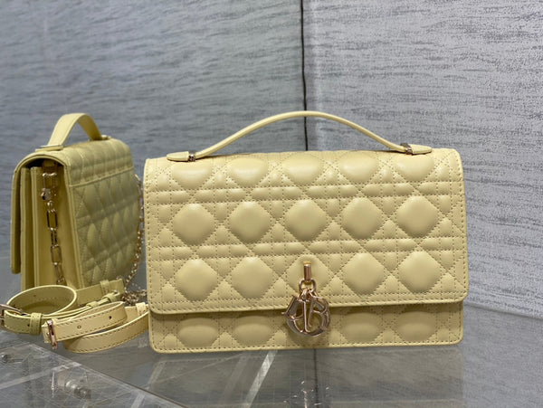MY CD 24 TOP HANDLE BAG LIGHT YELLOW LAMBSKIN