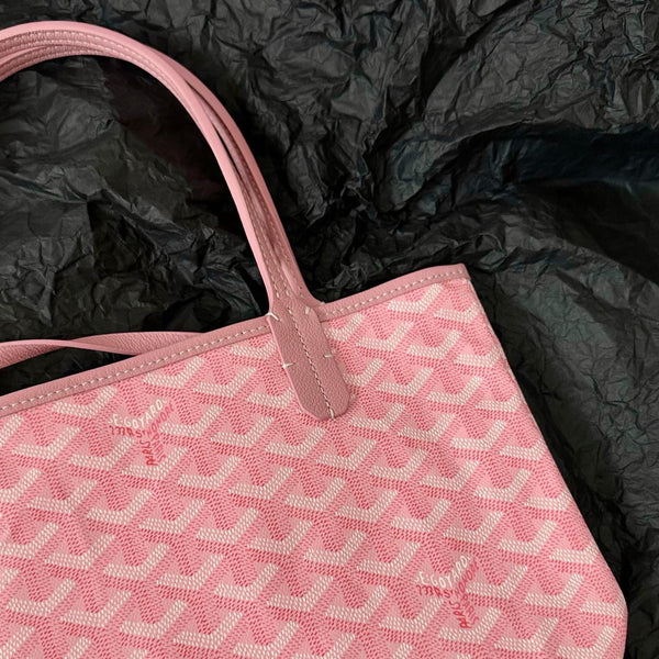 ANJOU MINI BAG 20 IN BABY PINK CALFSKIN AND GOYARDINE CANVAS