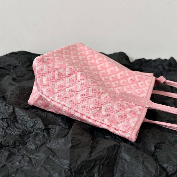 ANJOU MINI BAG 20 IN BABY PINK CALFSKIN AND GOYARDINE CANVAS
