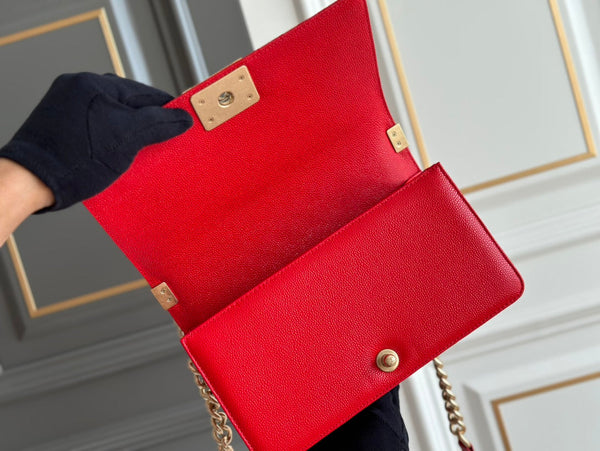 ragazzo taglia media 25 rosso trapuntato caviale invecchiato ghw