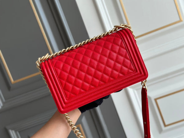 ragazzo taglia media 25 rosso trapuntato caviale invecchiato ghw