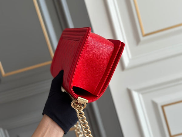 ragazzo taglia media 25 rosso trapuntato caviale invecchiato ghw