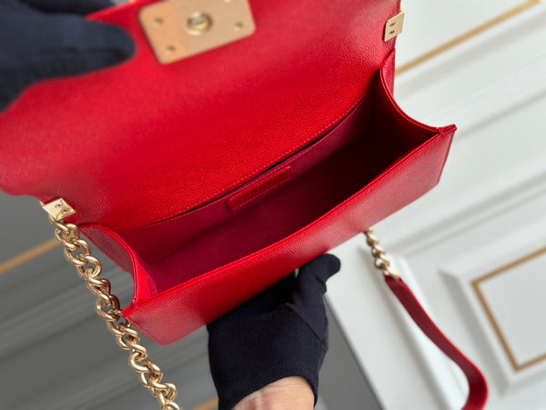 ragazzo taglia media 25 rosso trapuntato caviale invecchiato ghw