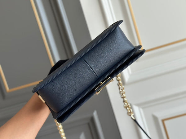 boy medium 25 dark blue chevron caviar ghw