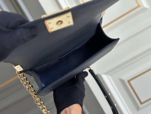 boy medium 25 dark blue chevron caviar ghw